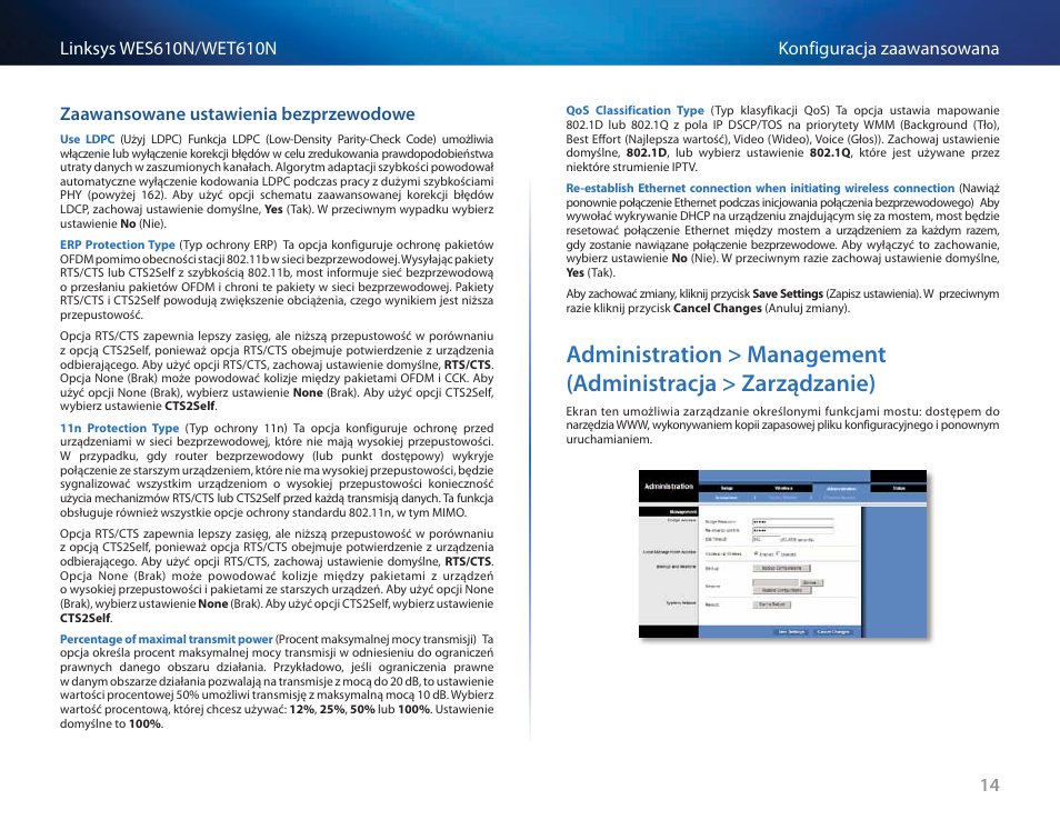 Zaawansowane ustawienia bezprzewodowe | Cisco WES610N User Manual | Page 351 / 546