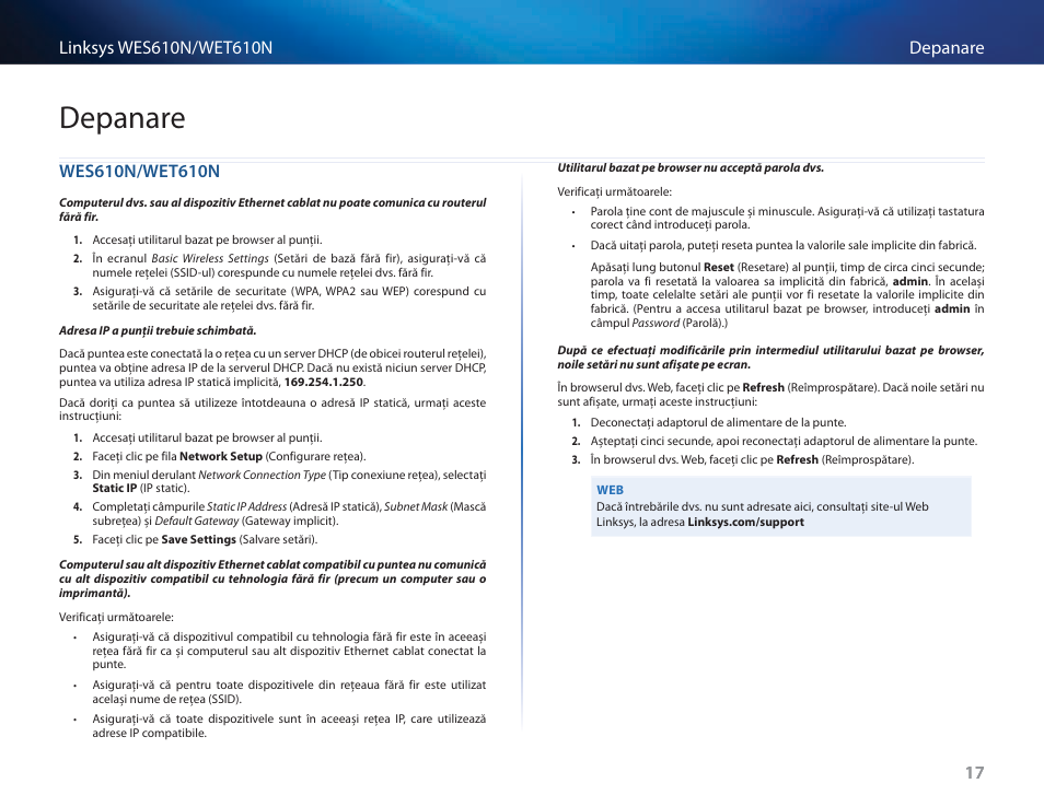 Depanare, Wes610n/wet610n | Cisco WES610N User Manual | Page 396 / 546