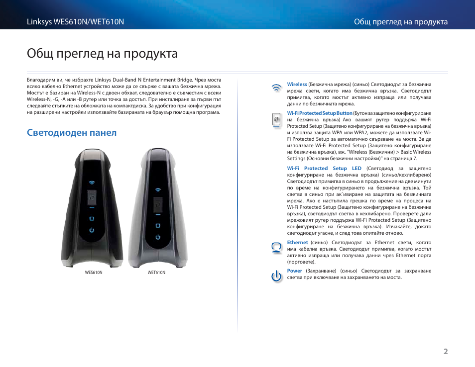 Общ преглед на продукта, Светодиоден панел, Светодиоден панел 2 | Cisco WES610N User Manual | Page 45 / 546