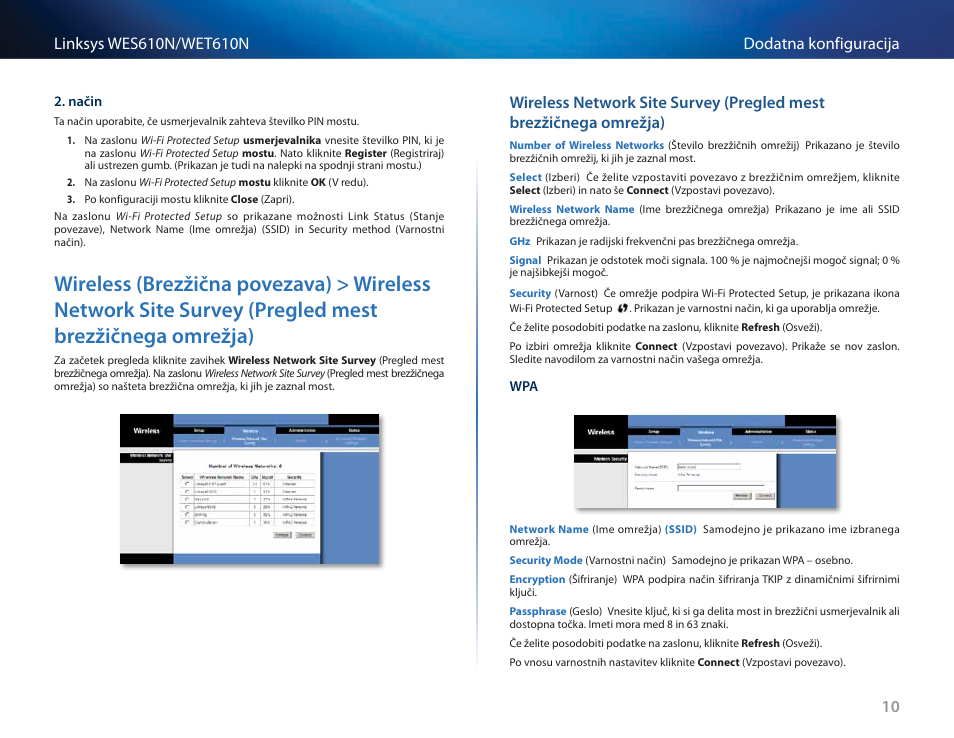 Pregled mest brezžičnega omrežja) | Cisco WES610N User Manual | Page 452 / 546