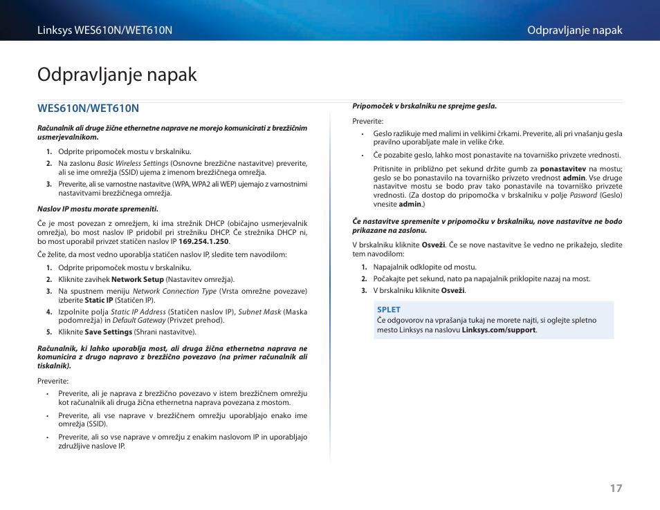 Odpravljanje napak, Wes610n/wet610n | Cisco WES610N User Manual | Page 459 / 546