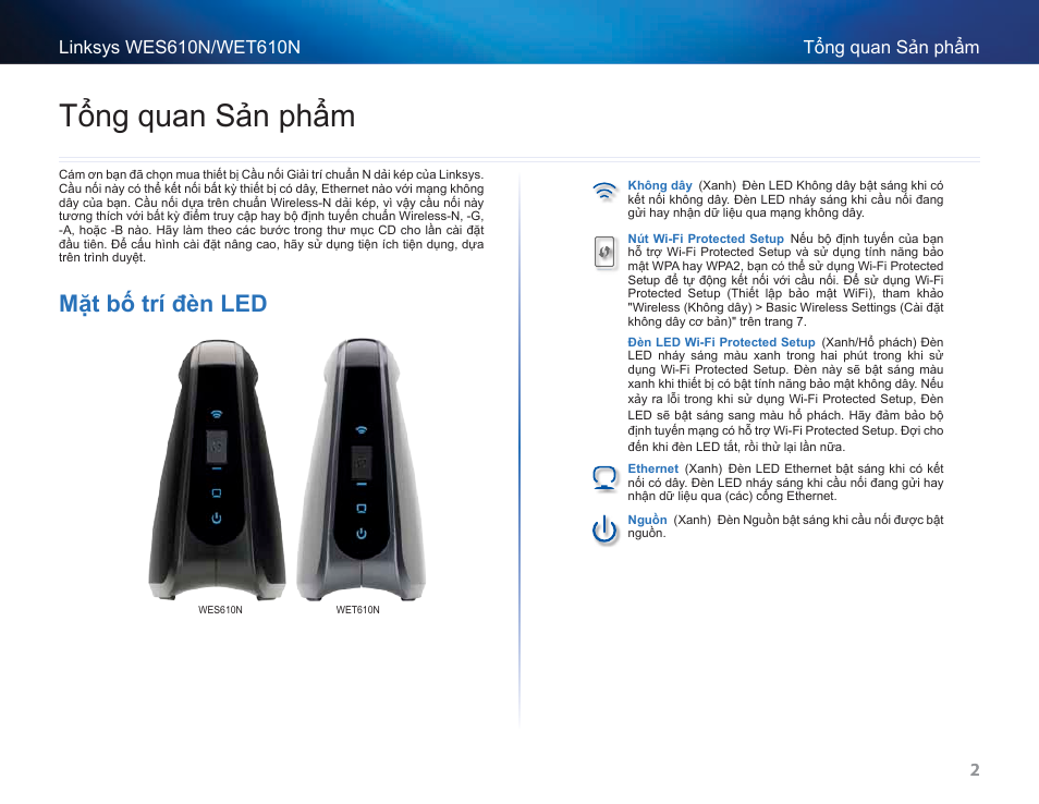 Tổng quan sản phẩm, Mặt bố trí đèn led | Cisco WES610N User Manual | Page 528 / 546