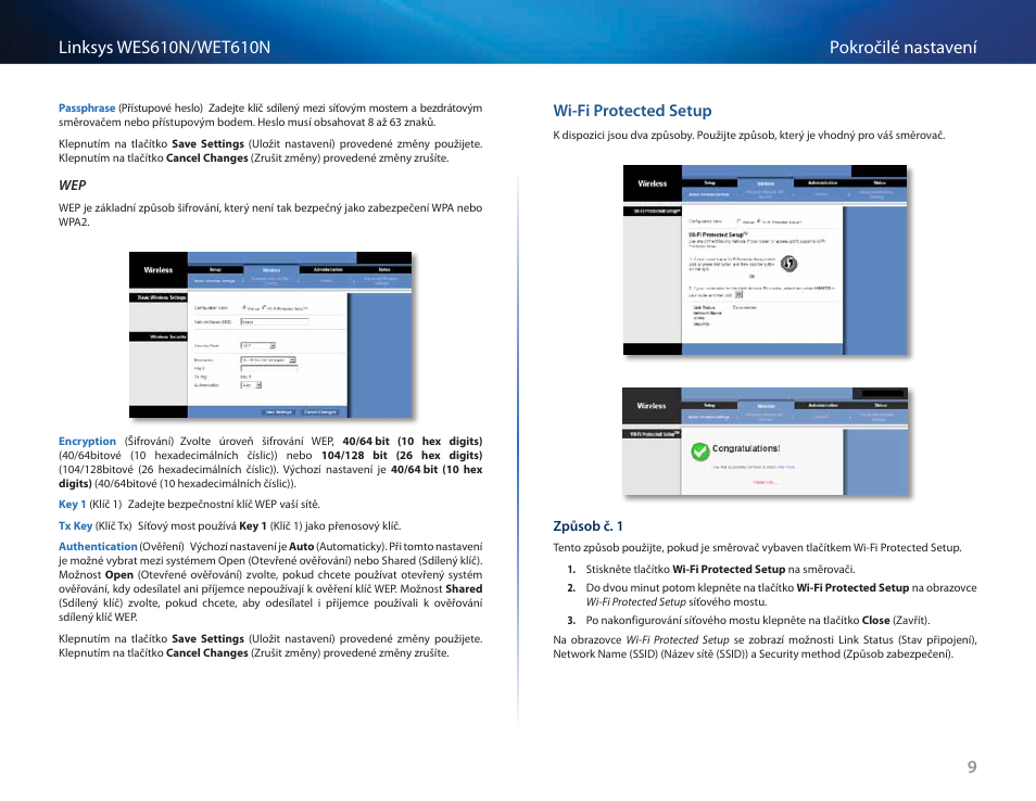 Wi-fi protected setup | Cisco WES610N User Manual | Page 73 / 546