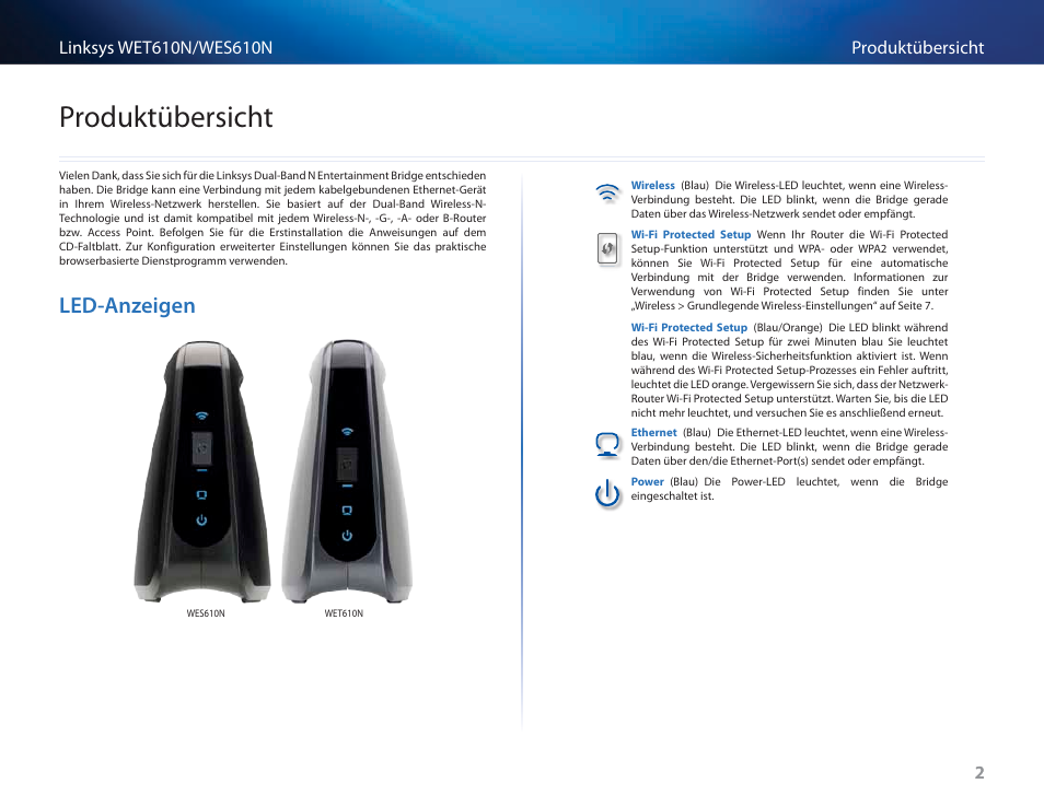 Produktübersicht, Led-anzeigen | Cisco WES610N User Manual | Page 87 / 546