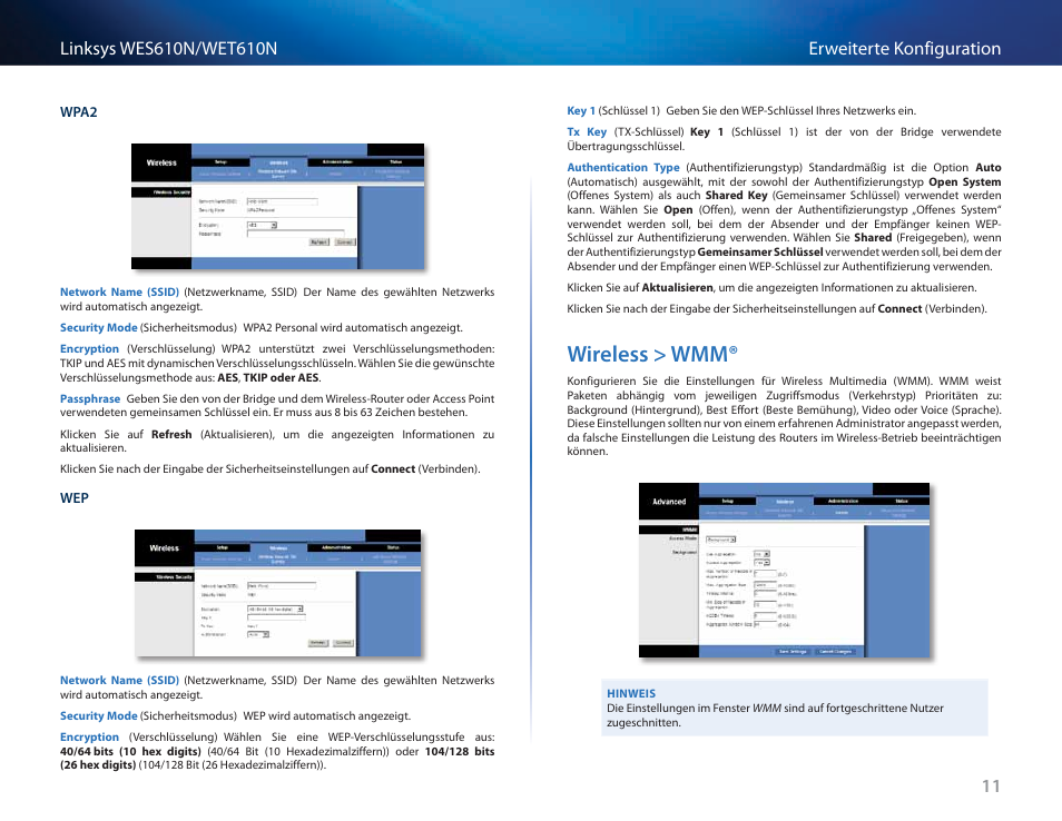 Wireless > wmm | Cisco WES610N User Manual | Page 96 / 546