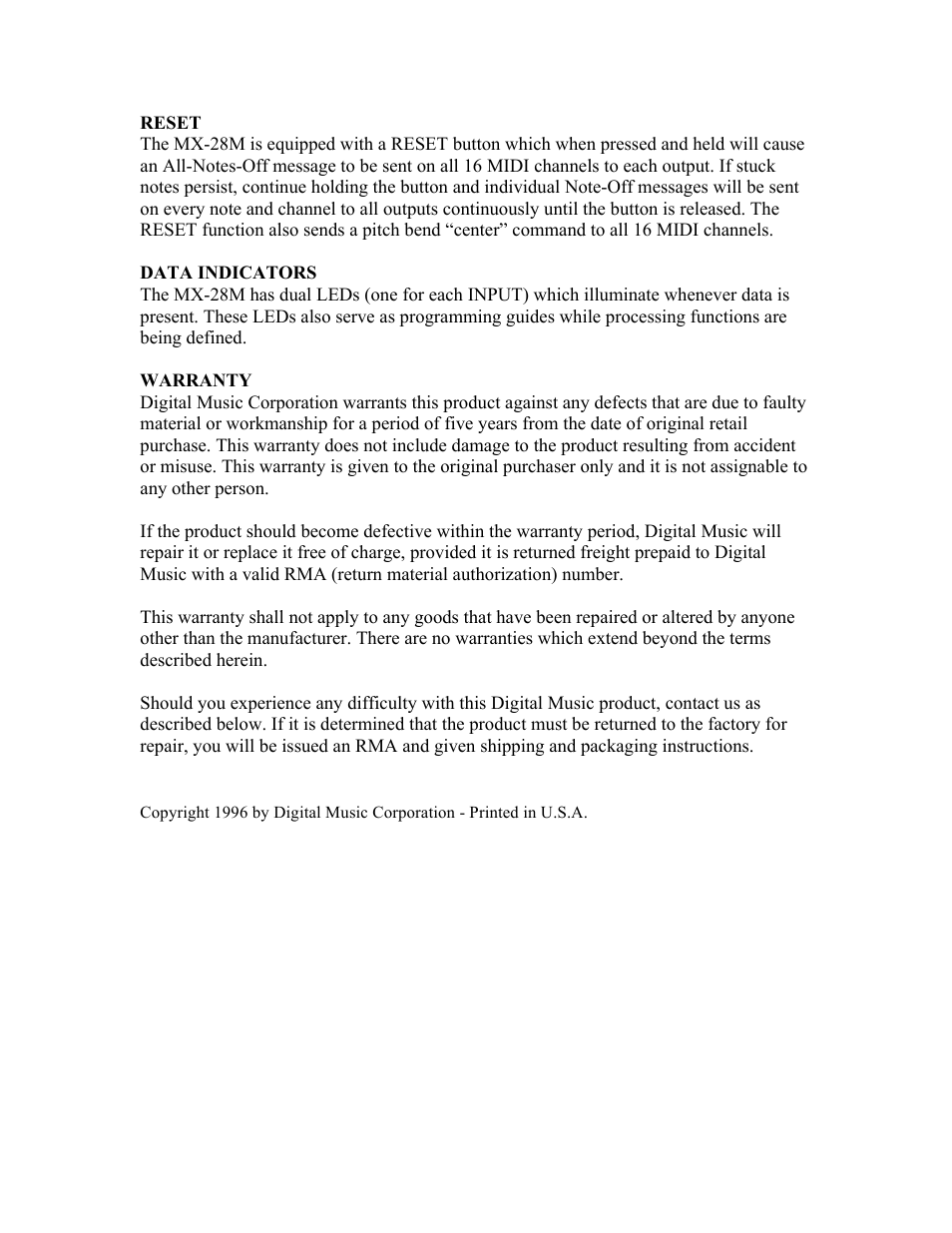 Voodoo Lab MX-28M User Manual | Page 4 / 4