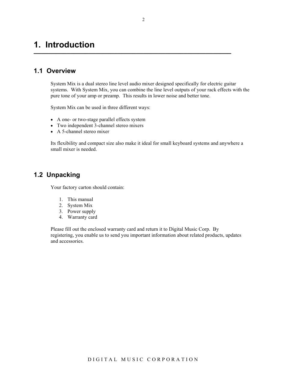 Introduction | Voodoo Lab System Mix User Manual | Page 4 / 15