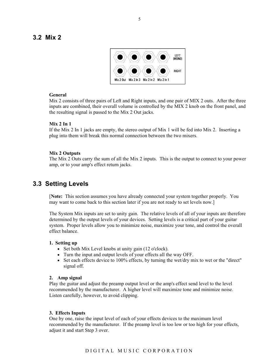2 mix 2, 3 setting levels | Voodoo Lab System Mix User Manual | Page 7 / 15