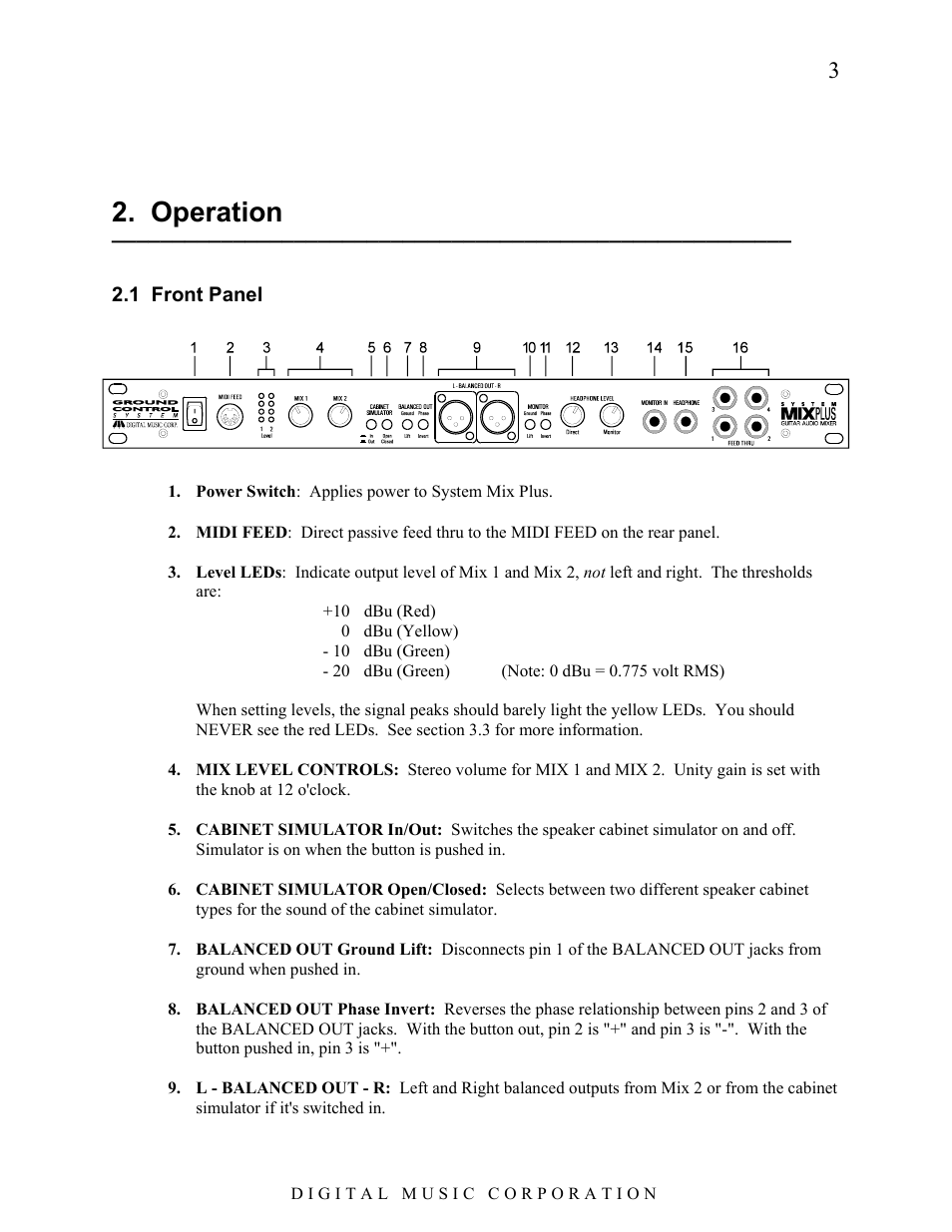 Operation | Voodoo Lab System Mix Plus User Manual | Page 4 / 19