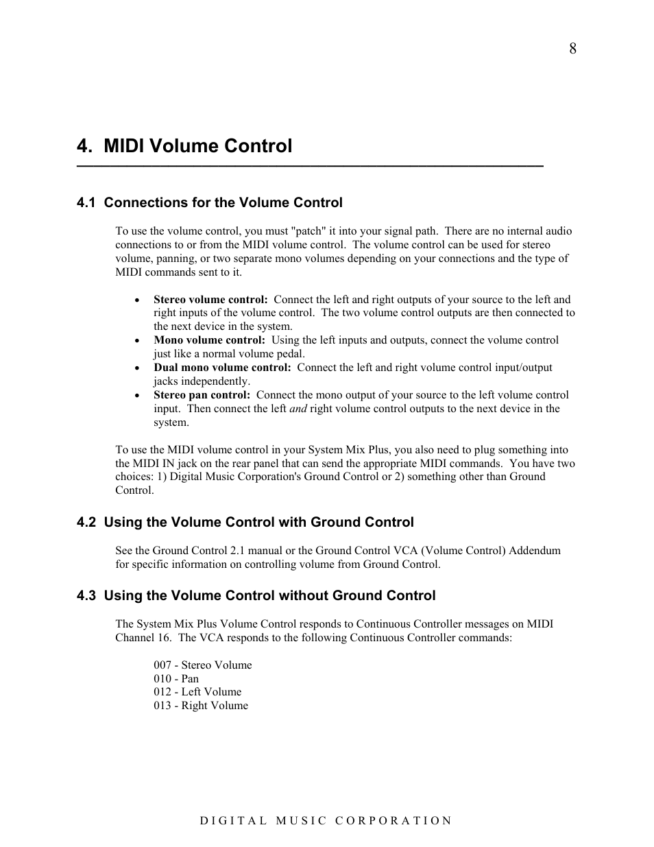 Midi volume control | Voodoo Lab System Mix Plus User Manual | Page 9 / 19