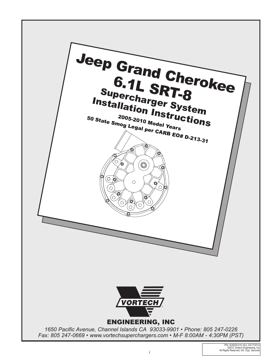 Vortech 2006-2010 6.1L Jeep SRT8 User Manual | 53 pages