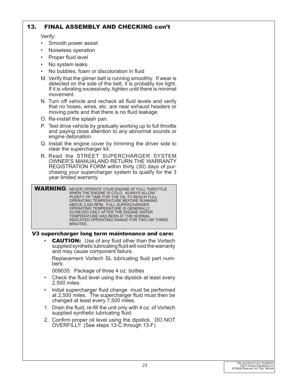 Vortech 2006-2010 6.1L Hemi Cars (Charger, Challenger, Magnum, 300C) User Manual | Page 37 / 38