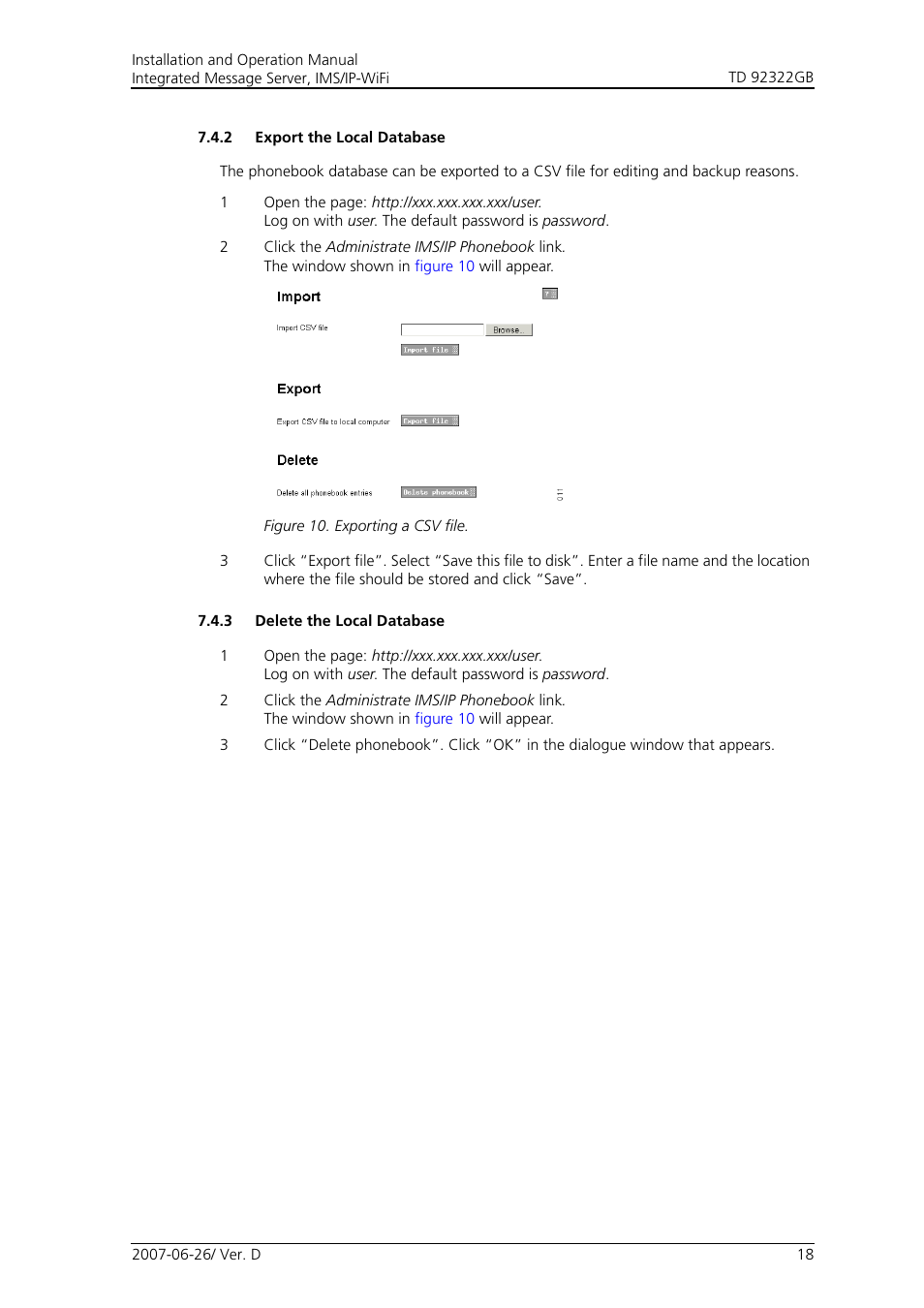 2 export the local database, 3 delete the local database | Cisco TD 92322GB User Manual | Page 21 / 34