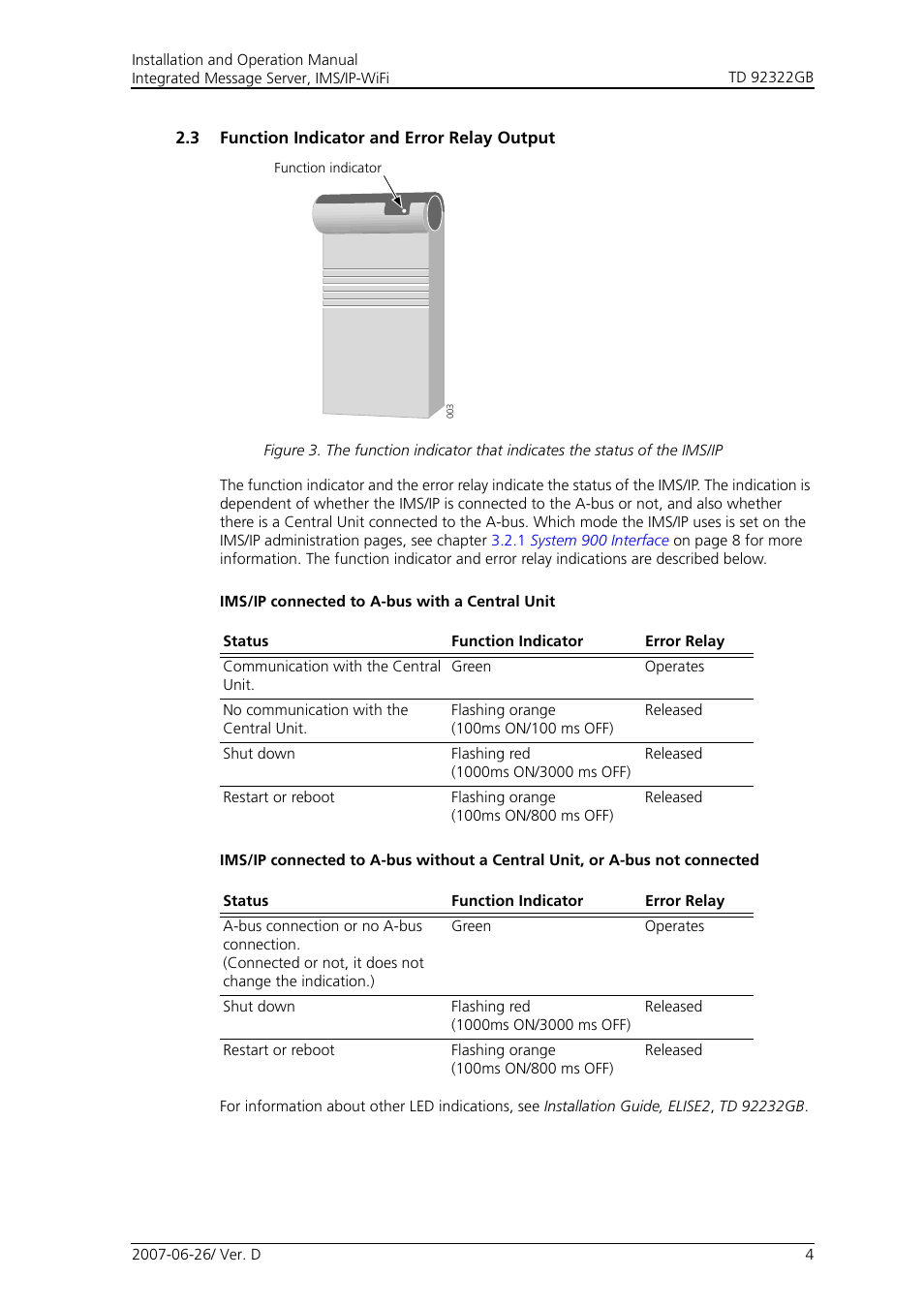 3 function indicator and error relay output | Cisco TD 92322GB User Manual | Page 7 / 34