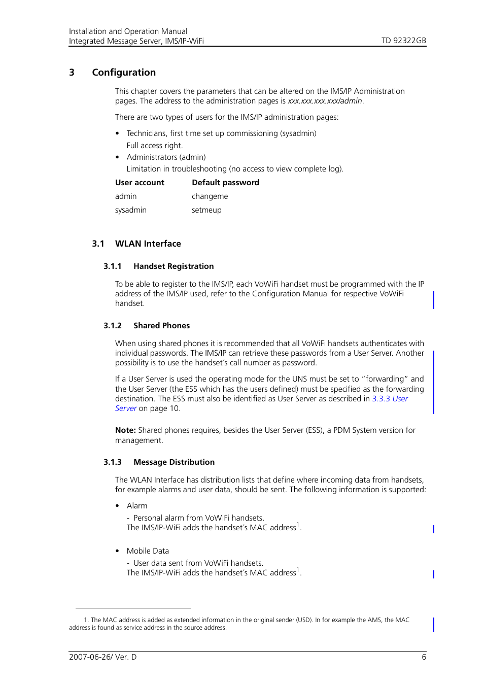 3 configuration, 1 wlan interface, 1 handset registration | 2 shared phones, 3 message distribution, 3configuration | Cisco TD 92322GB User Manual | Page 9 / 34