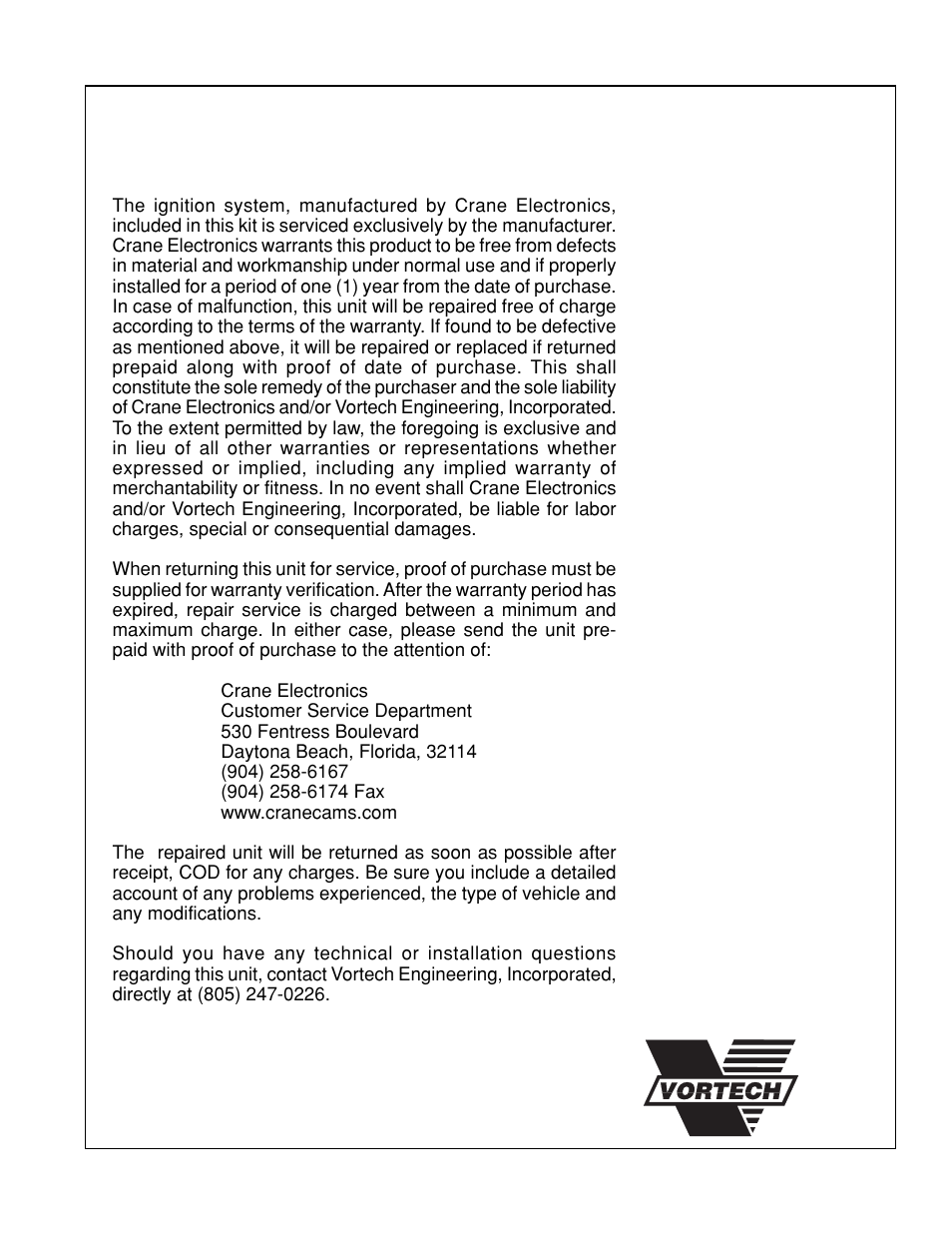 Crane ignition system | Vortech 1993-1996 5.2L Grand Cherokee User Manual | Page 3 / 25