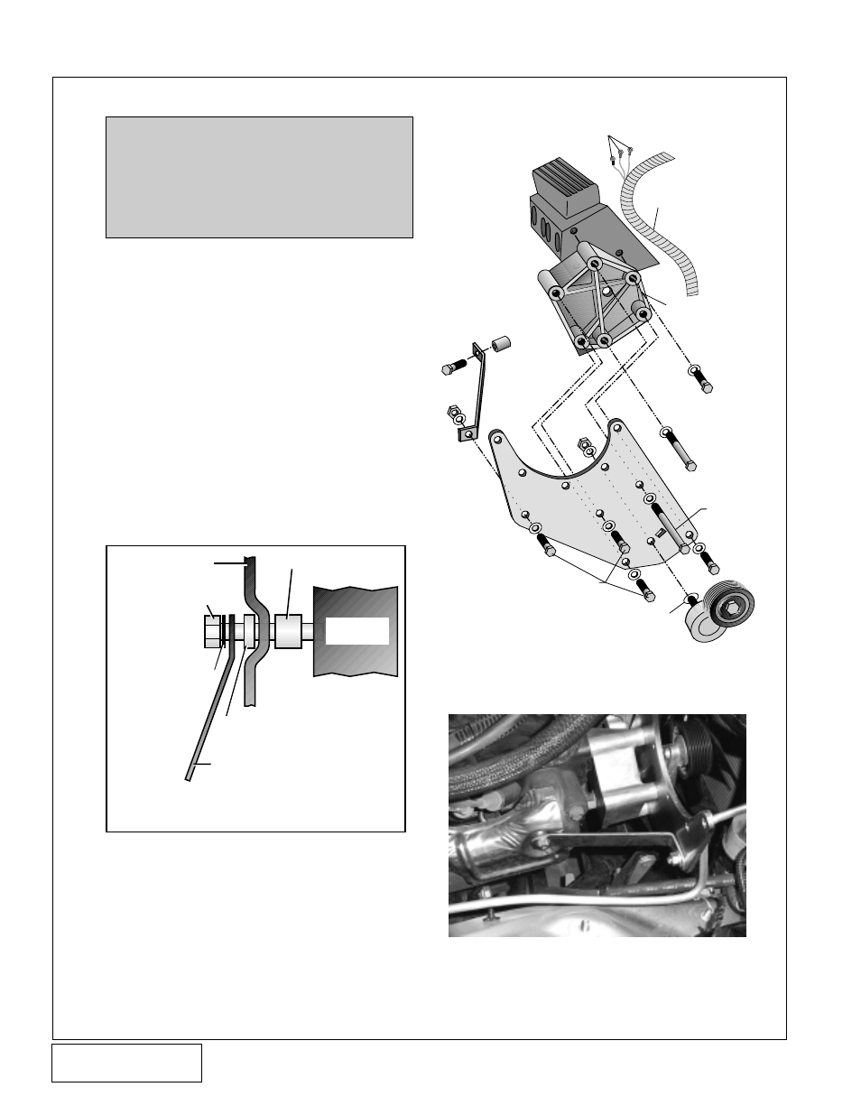 Figure 4-c, Figure 4-b, Figure 4-d | Main mounting bracket and plate, cont'd, Figure: 4-c figure: 4-b figure: 4-d | Vortech 1997-2001 5.2L/5.9L Durango/Dakota User Manual | Page 14 / 28