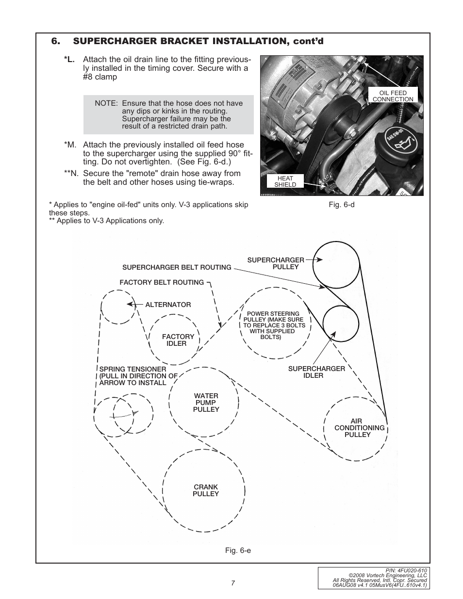 Supercharger bracket installation, cont’d | Vortech 2005-2008 Ford 4.0L V6 Mustang User Manual | Page 17 / 42