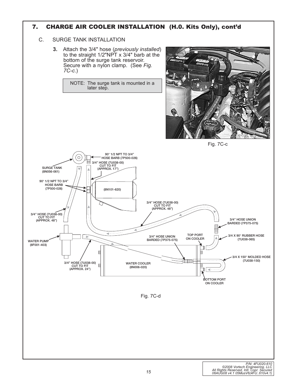 C. surge tank installation, Fig. 7c-d fig. 7c-c | Vortech 2005-2008 Ford 4.0L V6 Mustang User Manual | Page 25 / 42