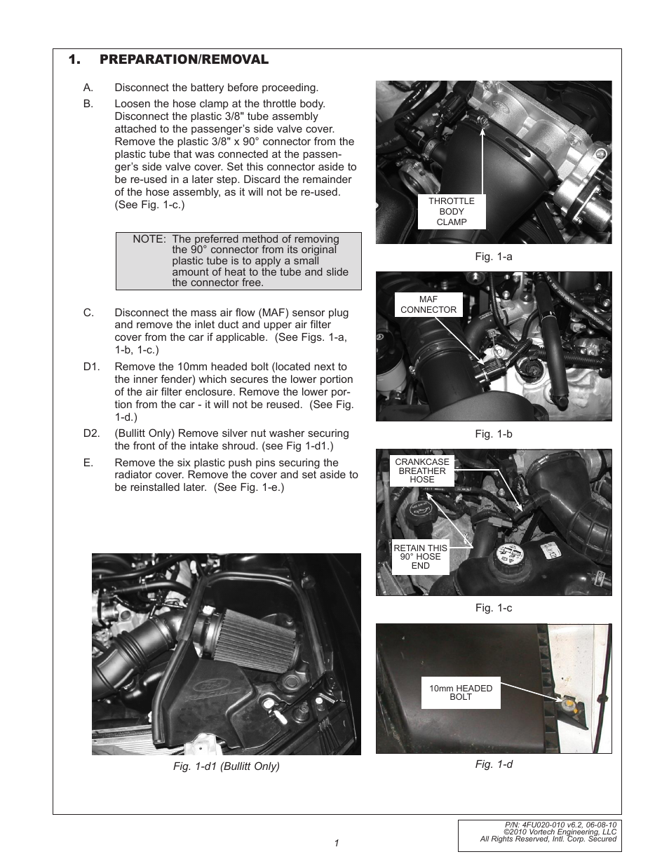 Preparation/removal | Vortech 2005-2010 Ford 4.6L 3v Mustang GT User Manual | Page 23 / 82