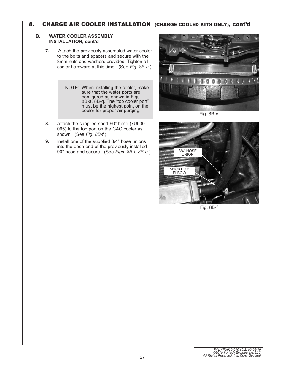 Charge air cooler installation, Cont’d | Vortech 2005-2010 Ford 4.6L 3v Mustang GT User Manual | Page 49 / 82