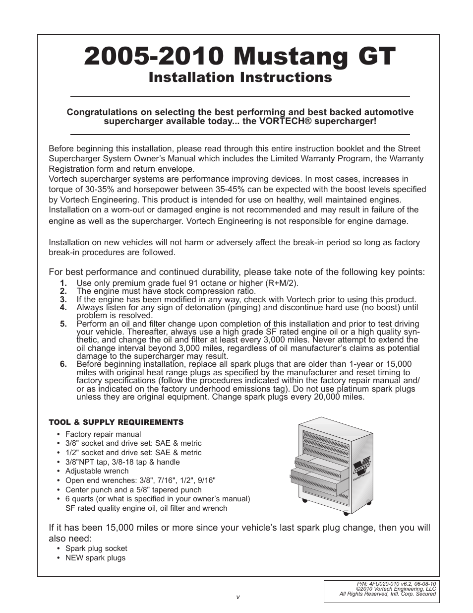 Installation instructions | Vortech 2005-2010 Ford 4.6L 3v Mustang GT User Manual | Page 5 / 82
