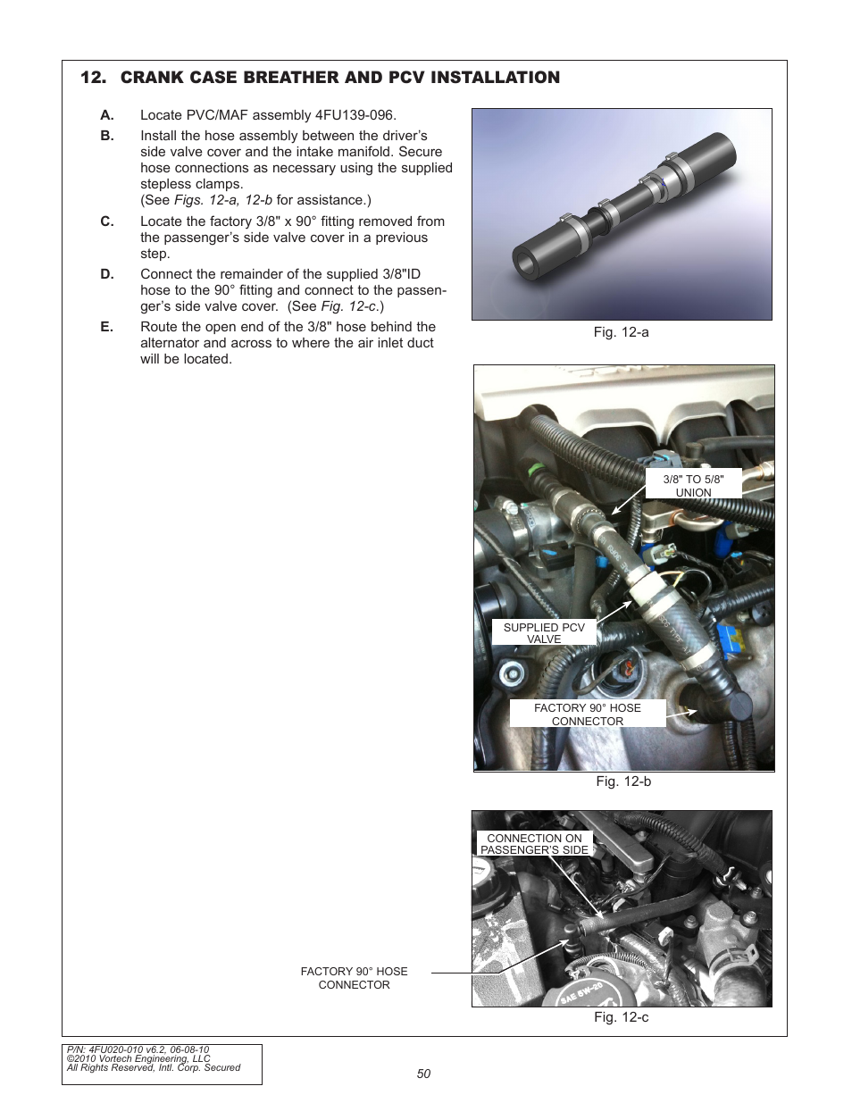 Crank case breather and pcv installation | Vortech 2005-2010 Ford 4.6L 3v Mustang GT User Manual | Page 72 / 82