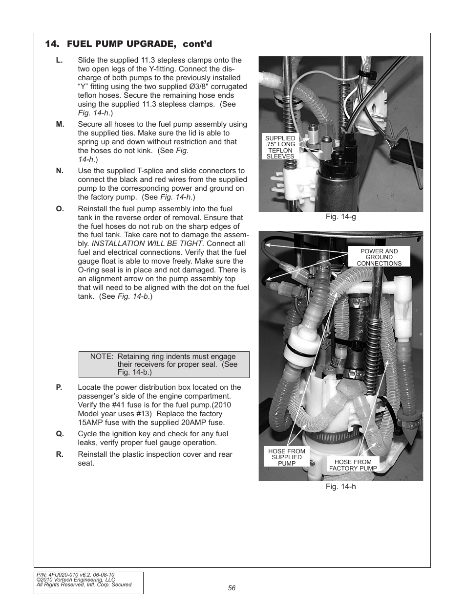 Fuel pump upgrade, cont’d | Vortech 2005-2010 Ford 4.6L 3v Mustang GT User Manual | Page 78 / 82