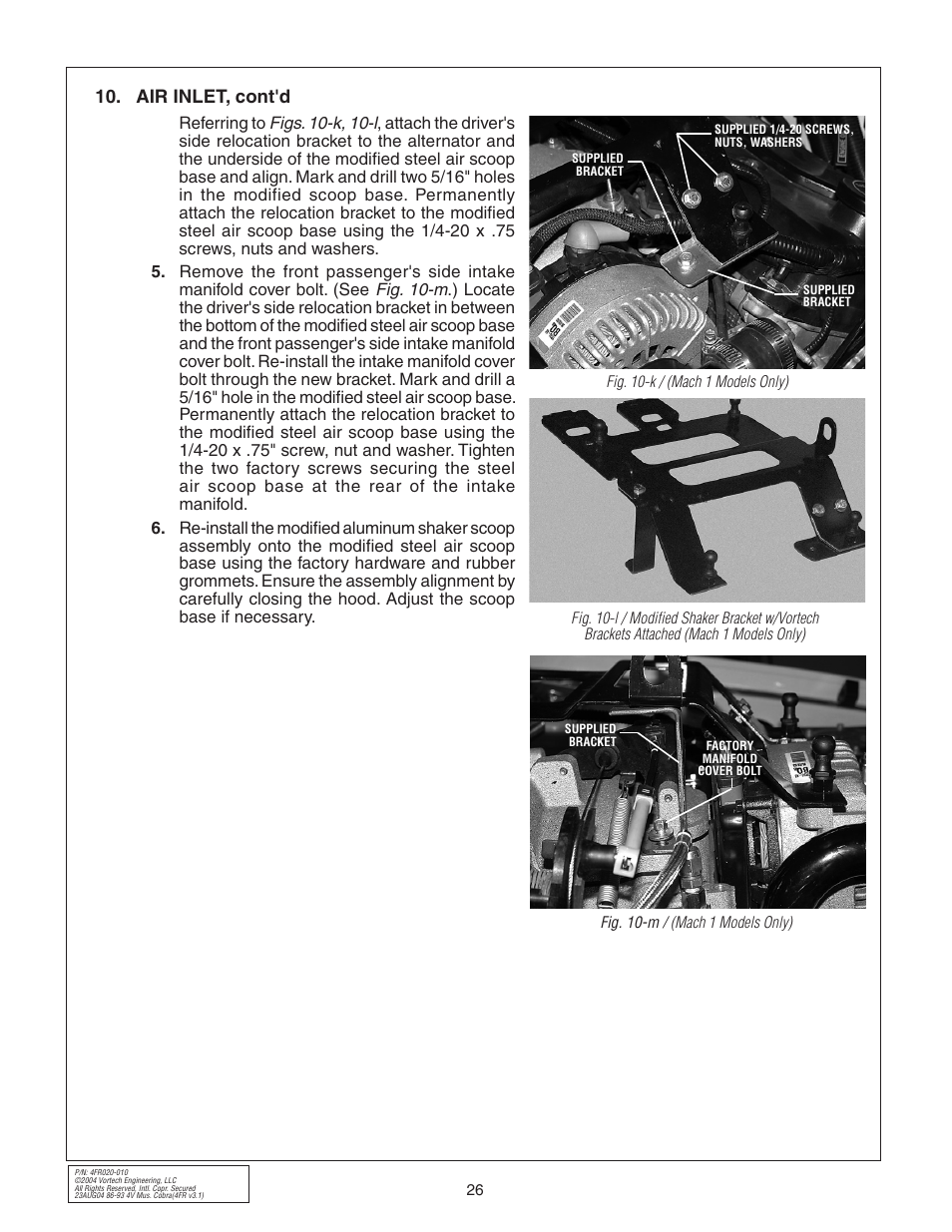 Air inlet, cont'd | Vortech 2003-2004 Mustang Mach 1 User Manual | Page 38 / 42