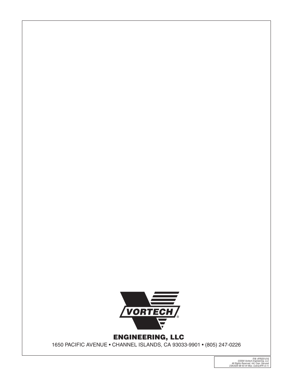 Engineering, llc | Vortech 2003-2004 Mustang Mach 1 User Manual | Page 42 / 42