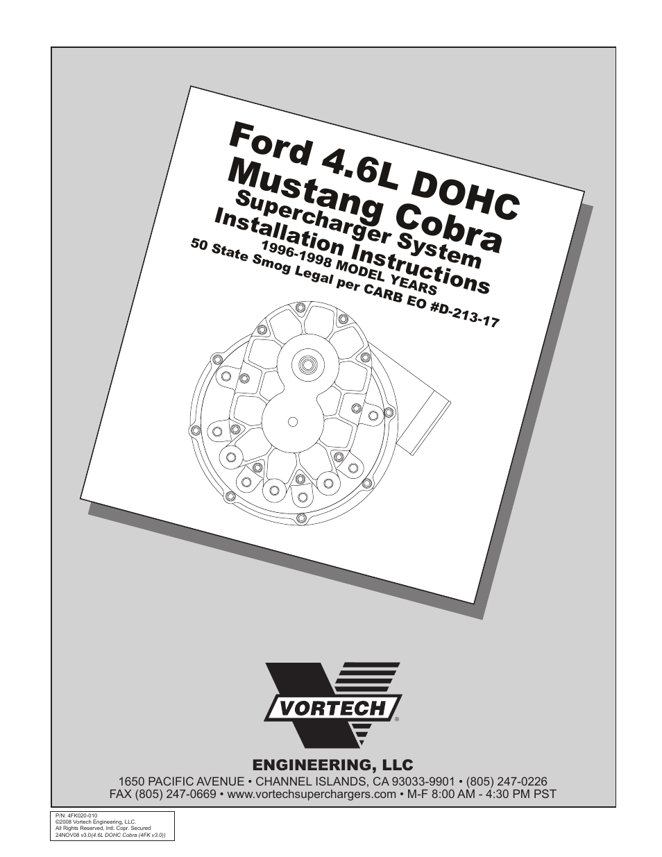 Vortech 1996-1998 Ford 4.6L Mustang Cobra User Manual | 32 pages