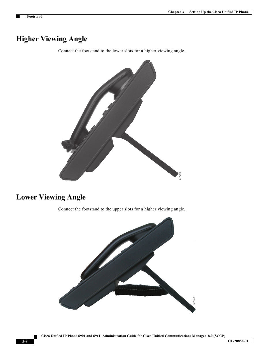 Higher viewing angle, Lower viewing angle | Cisco 6901 User Manual | Page 8 / 10