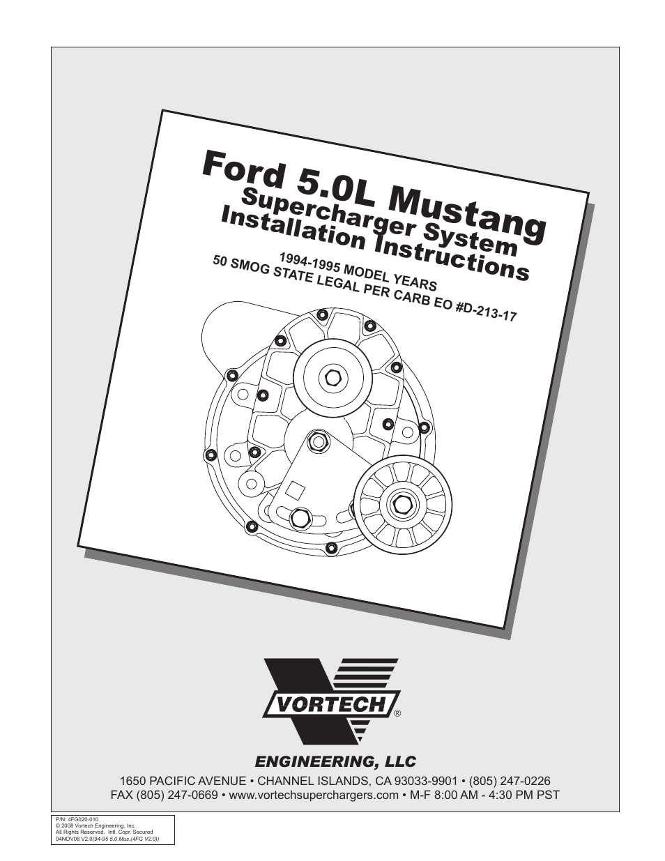 Vortech 1994-1995 Ford 5.0 Mustang User Manual | 24 pages