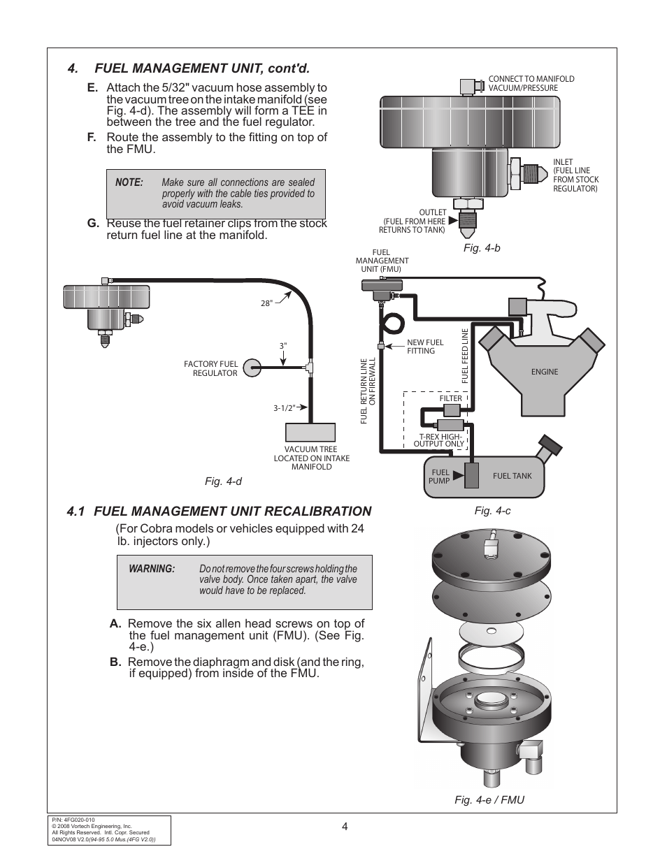 Fuel management unit, cont'd, 1 fuel management unit recalibration | Vortech 1994-1995 Ford 5.0 Mustang User Manual | Page 12 / 24