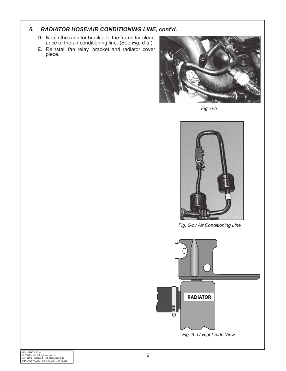 Radiator hose/air conditioning line, cont'd | Vortech 1994-1995 Ford 5.0 Mustang User Manual | Page 14 / 24