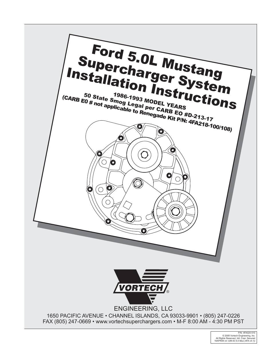 Vortech 1986-1993 Ford 5.0 Mustang User Manual | 30 pages