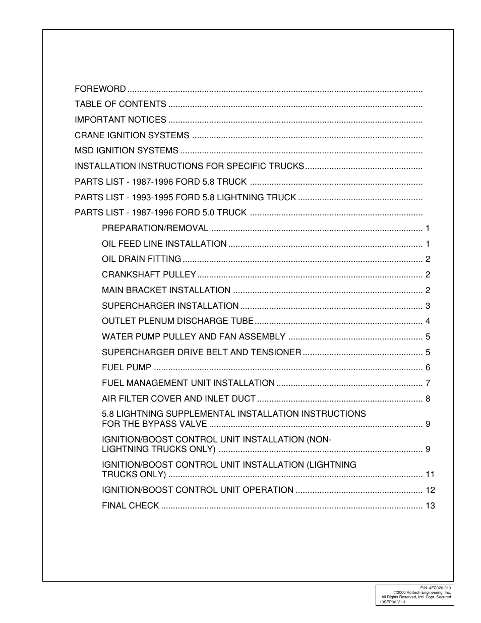 Vortech 1987-1996 Ford 5.0L/5.8L Truck/SUV User Manual | Page 3 / 24