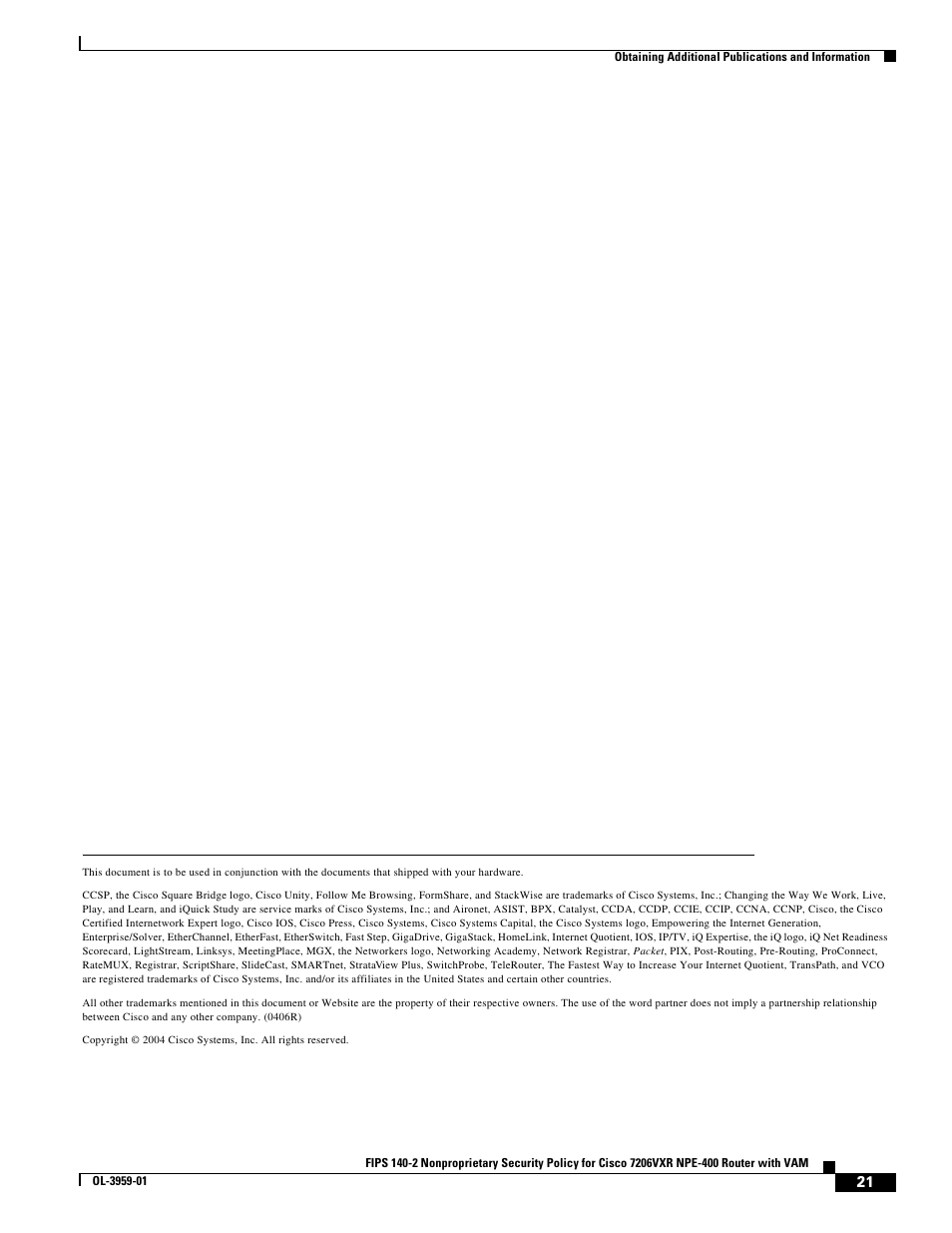 Cisco 7206VXR NPE-400 User Manual | Page 21 / 22