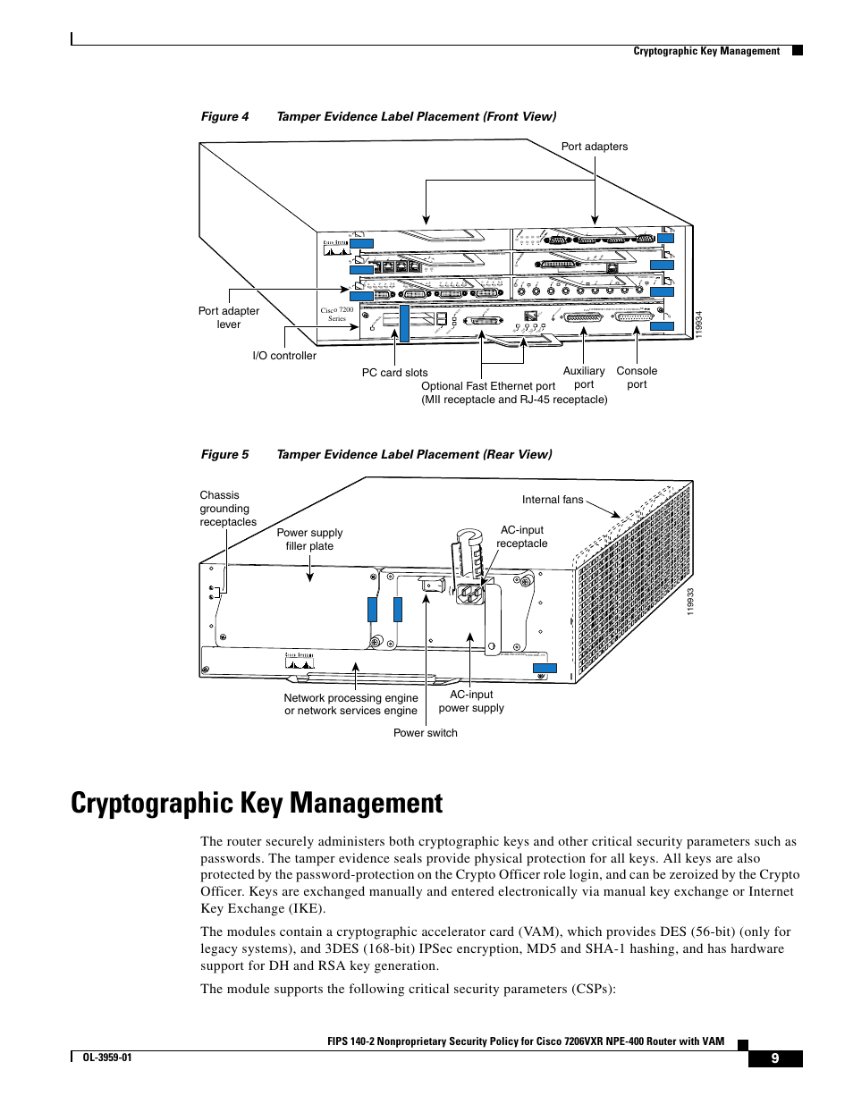 Cryptographic key management, Figure 4, Figure 5 | Port adapters | Cisco 7206VXR NPE-400 User Manual | Page 9 / 22
