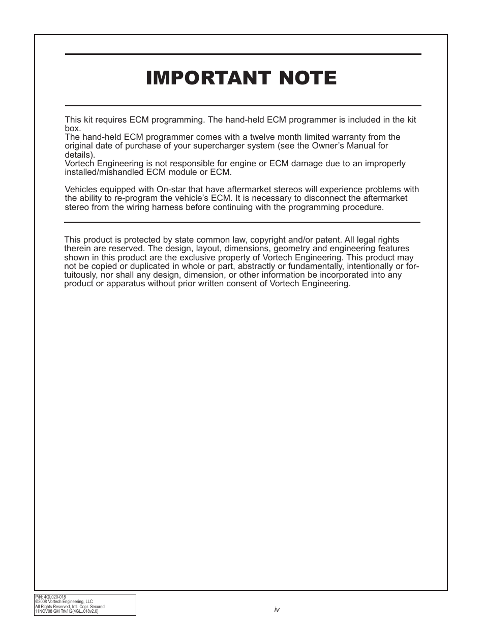 Vortech GM 5.3L/6.2L Light Truck/SUV - 2007-2008 User Manual | Page 4 / 40