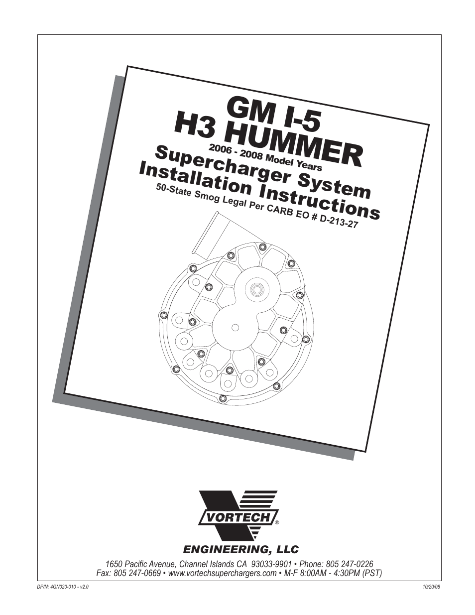 Vortech H3 I-5 Hummer - 2006-2008 User Manual | 32 pages
