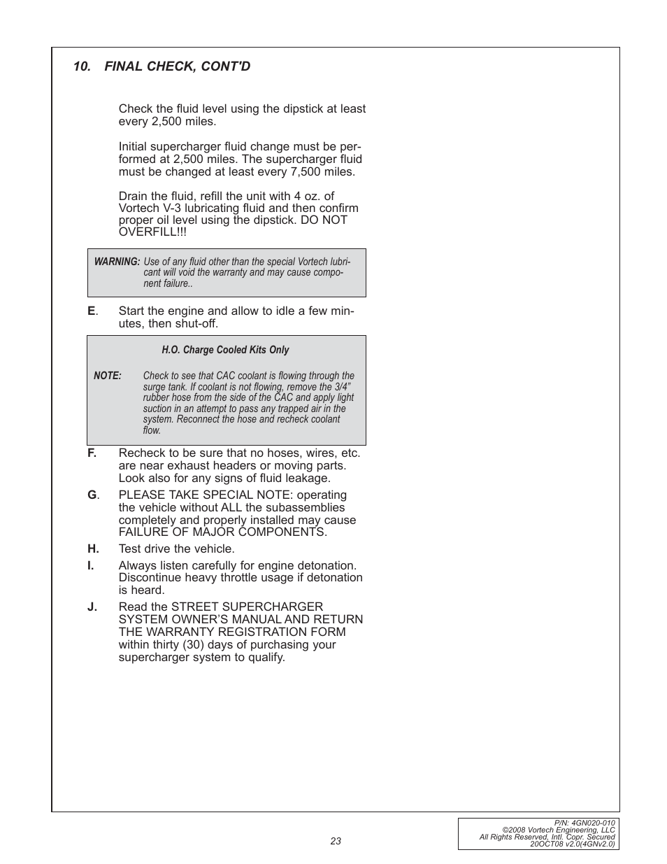 Vortech H3 I-5 Hummer - 2006-2008 User Manual | Page 31 / 32