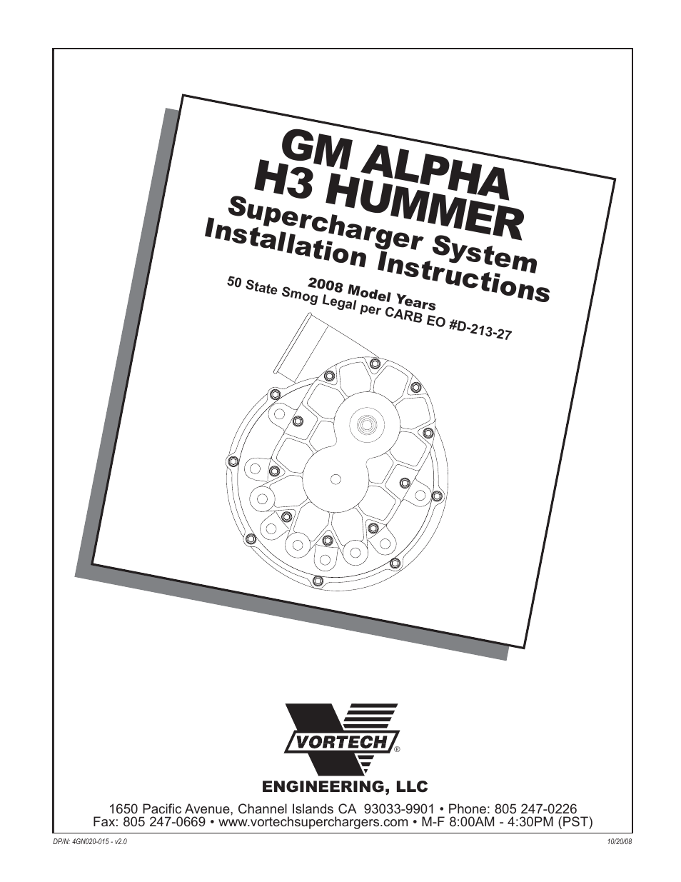 Vortech Alpha H3 Hummer - 2008 User Manual | 30 pages
