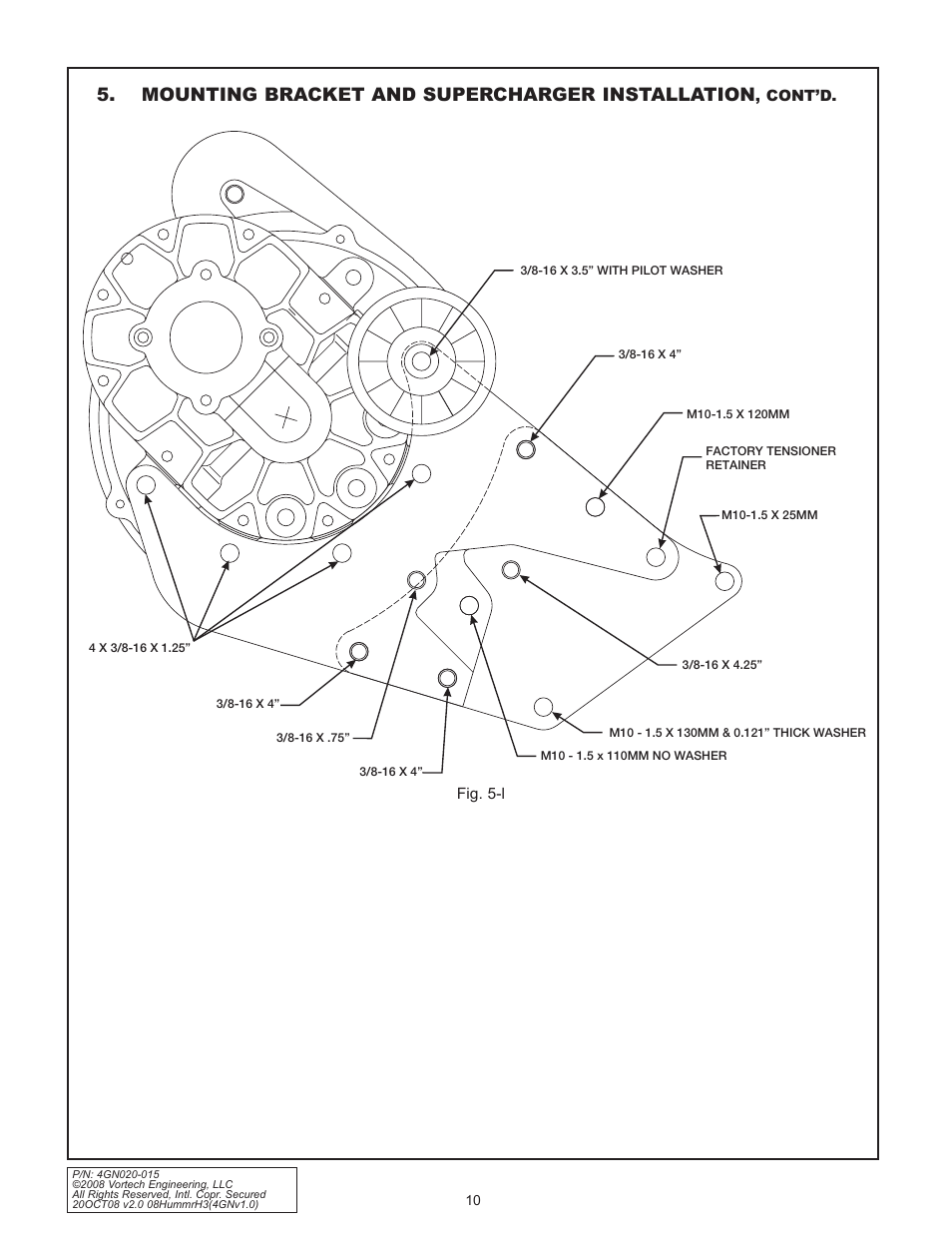 Mounting bracket and supercharger installation | Vortech Alpha H3 Hummer - 2008 User Manual | Page 16 / 30