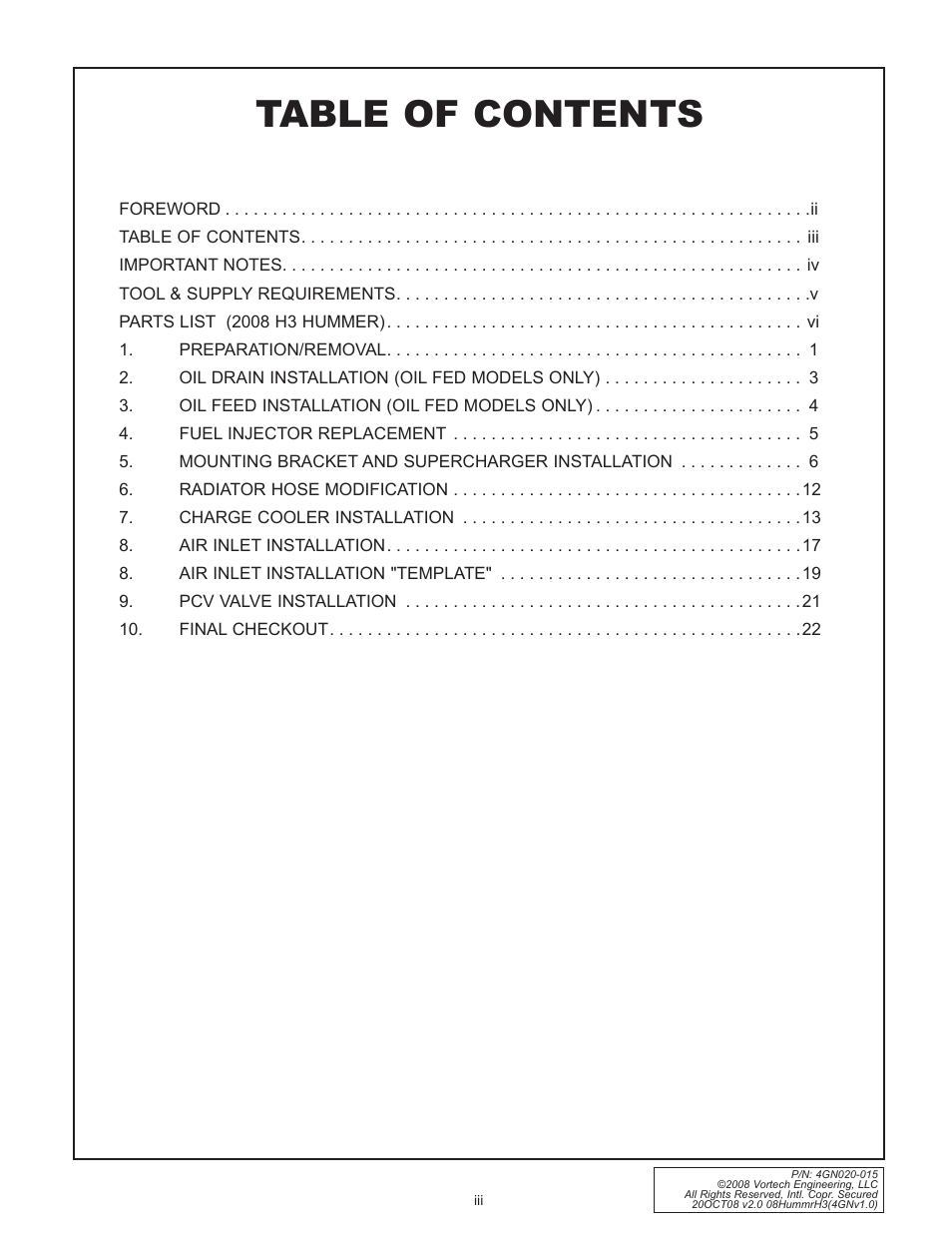 Vortech Alpha H3 Hummer - 2008 User Manual | Page 3 / 30