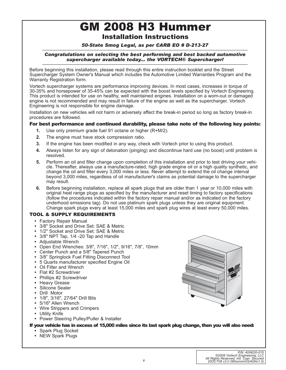 Installation instructions | Vortech Alpha H3 Hummer - 2008 User Manual | Page 5 / 30