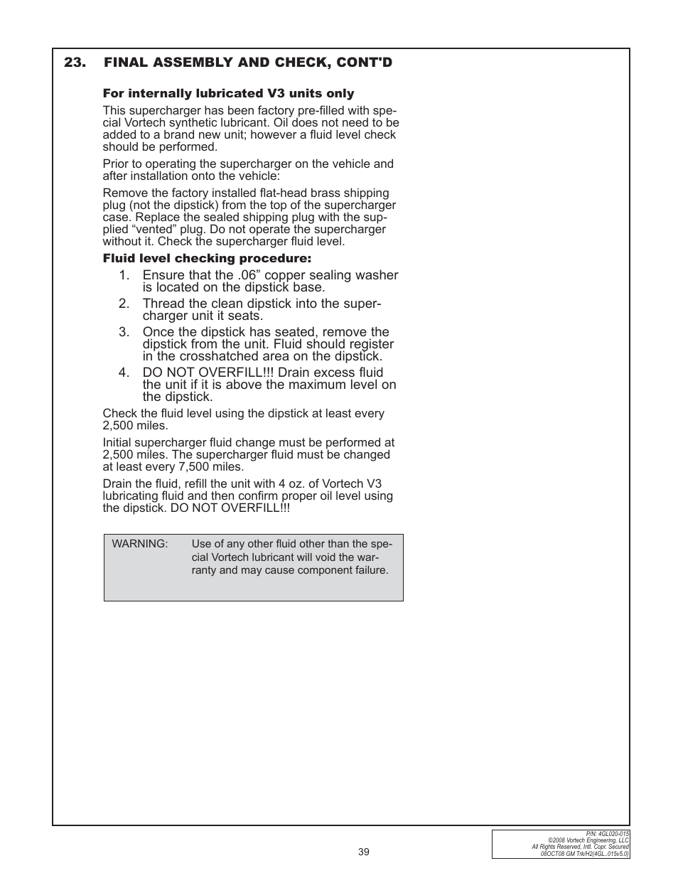Vortech 2003-2004 Chevrolet SS User Manual | Page 57 / 58