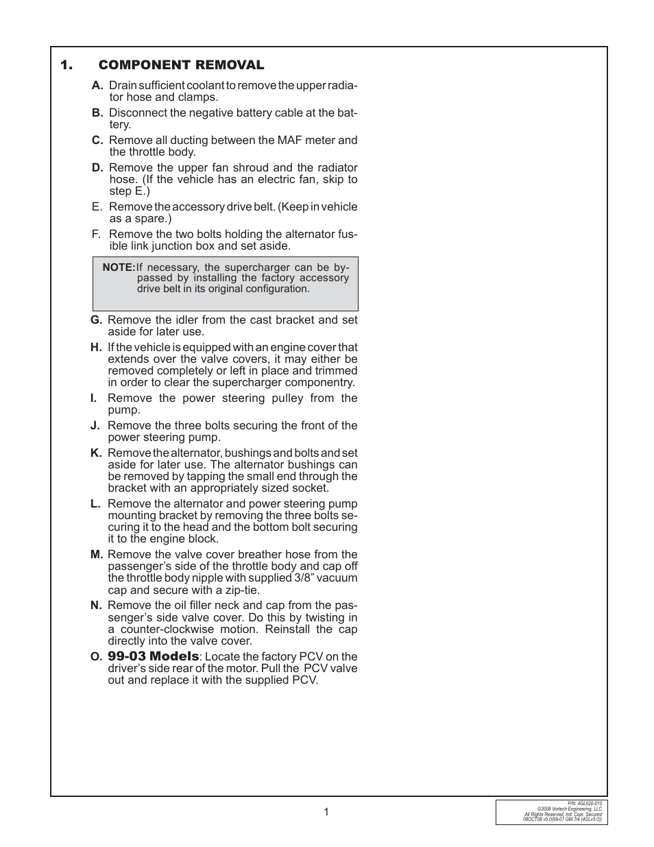 Vortech 1999-2006 4.8L/5.3L/6.0L Light Truck/SUV User Manual | Page 11 / 32