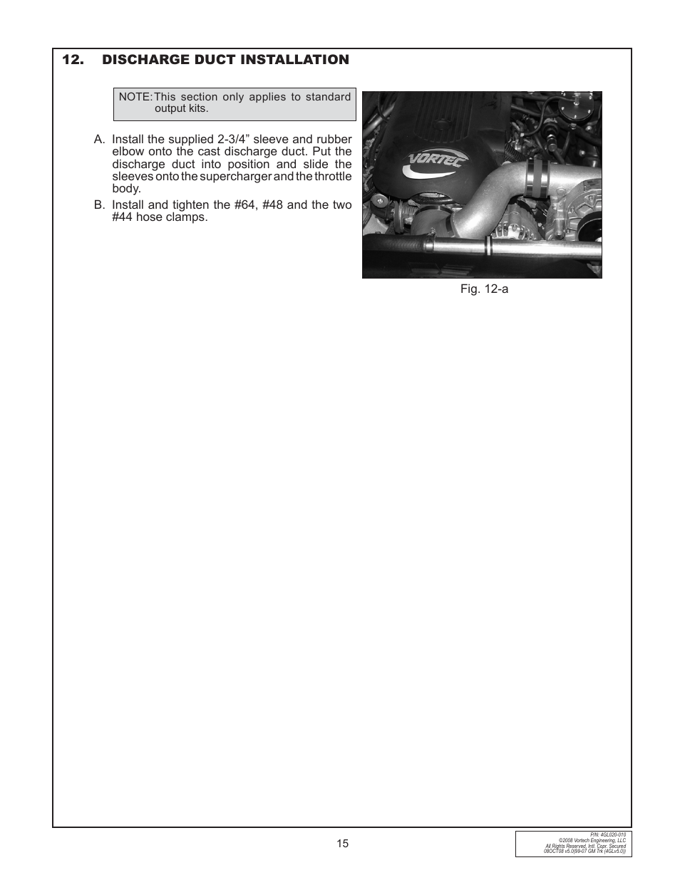 Discharge duct installation | Vortech 1999-2006 4.8L/5.3L/6.0L Light Truck/SUV User Manual | Page 25 / 32
