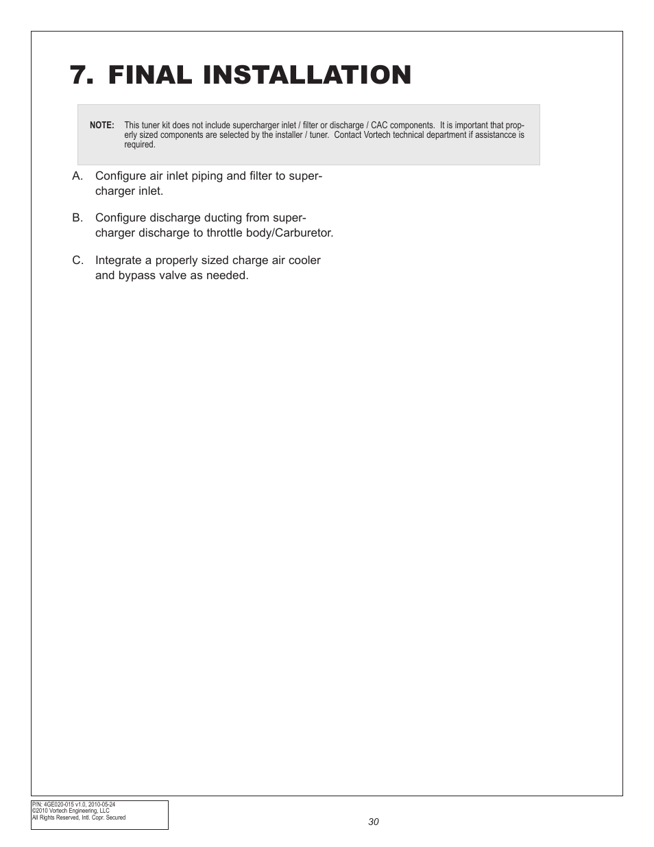 Final installation | Vortech Universal GM LSX Tuner Kits User Manual | Page 40 / 42